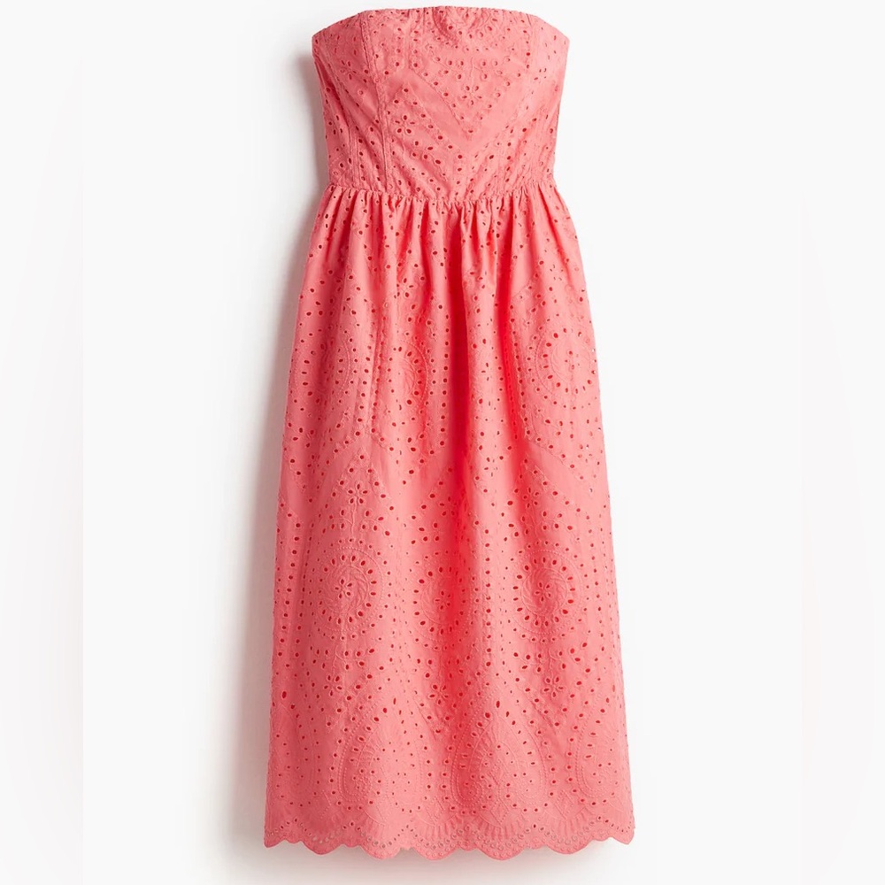 Strapless coral H&M Pink Eyelet Dress - Picture 1 of 4
